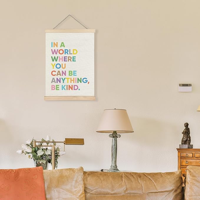 LUVADIAN Be Kind Poster, in a World You Can Be Anything Be Kind Poster Hanger Frame, Inspirational Motivational Wall Decor for Classroom Kids Room Nursery, Colorful Classroom Decor, 12x16 Inches