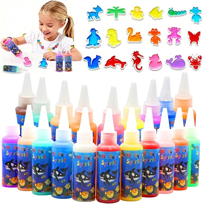 Hunfur Magic Water elf Toy Kit, 20 Magic Gels & 18 Molds–Make Your Own Water Pets Toys, Fun Activities DIY Crafts Kits for Kids Ages 4-8 8-12