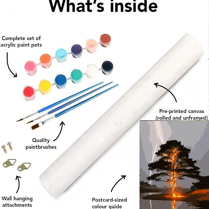 CSZPPQAF Paint by Numbers Kit for Adults Beginner, Tree Lightning Paint by Number Kits on Canvas, DIY Easy Acrylic Watercolor Oil Painting by Numbers for Home Wall Decor 16X20inch