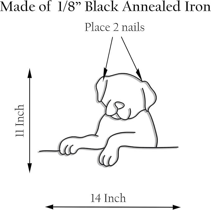 Matani Metal Dog Wall Art | Minimalist Room & Living Room Wall Decor (Sleeping Labrador) (Peeking Dog)
