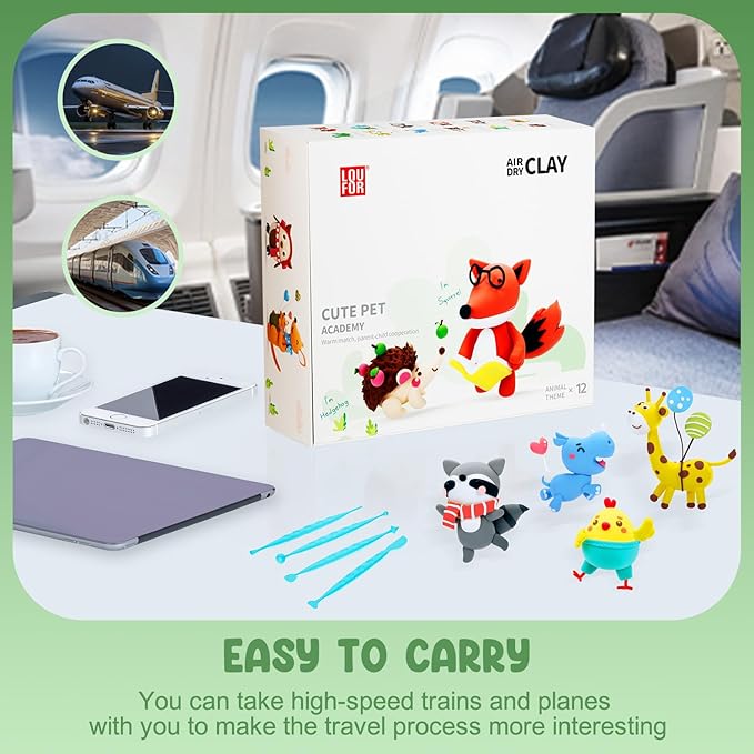 Air Dry Clay Kits - Modeling Clay for Kids, Ultra Light & Soft, Safe & Non-Toxic, 12 Boxes DIY Model Magic Clay with Sculpting Tools & Tutorials, Creatible Art Crafts Toys Gifts Boys Girls