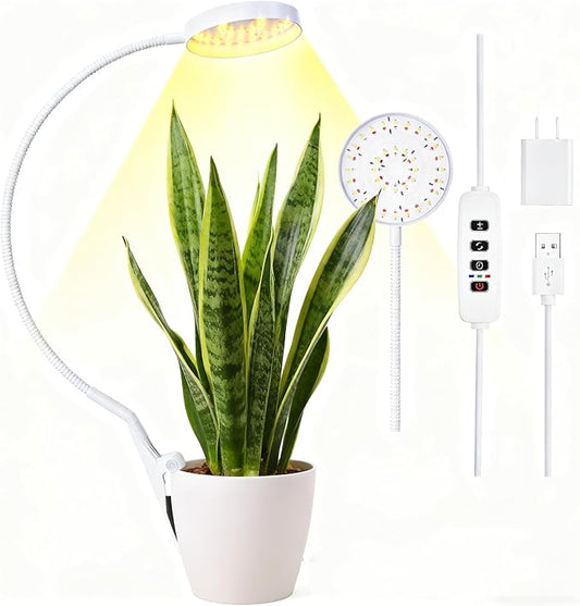 VC.Formark Clip On Plant Grow Lights for Indoor Plants Small Potted - Full Spectrum 3 Modes, 10-Level Dimmer, 3/9/12H Timer & Durable Metal Gooseneck for Succulents,Herbs
