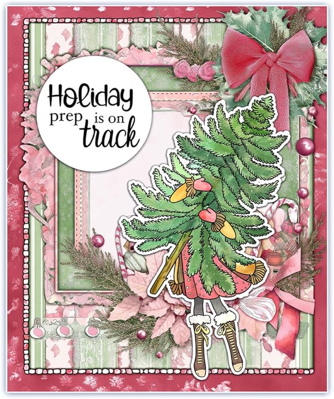 Box Christmas Tree Stamps and Cutting Dies for Card Making DIY Transparent Silicone Clear Stamp and Metal Die Cuts Sets for Scrapbooking Paper Greeting Cards Decor Seals Craft Supplies