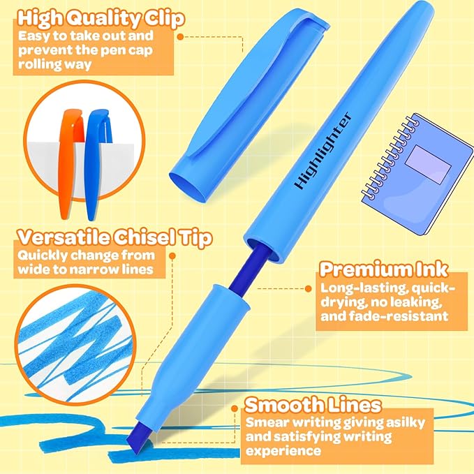 192 Pack Highlighters Assorted Colors Bulk - Chisel Tip No Bleed Dry-Quickly Markers Set for Office Classroom Supplies, Back to School Gifts for Students Teachers