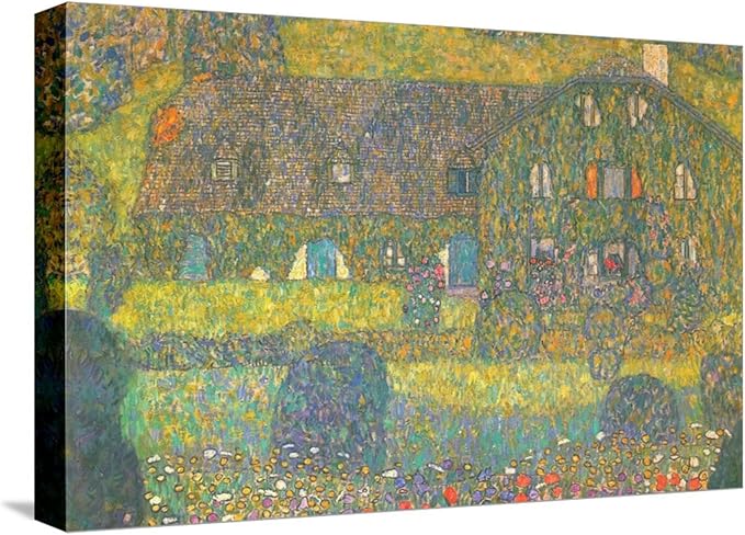 ART.COM Stretched Canvas Print House in Attersee by Gustav Klimt, 18" x 12"