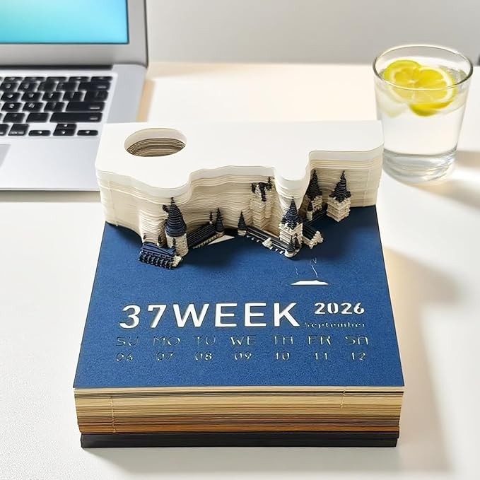 Time Piece Calendar- 2026 3D Timepiece Pocket Calendar, Desk Calendar with Lights Smart Desktop Memo Pad for Desk Decorations.
