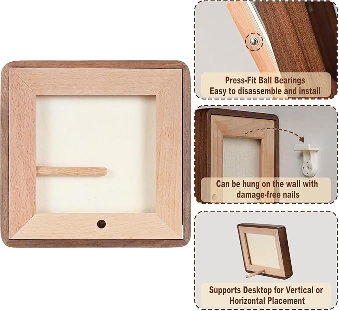 HELPLEX 10x10 Square Picture Frame – 2 Pack Solid Walnut Wood with Real Wood Back & HD Tempered Glass, Fits 6x6 or 8x8 Matted & 10x10 Unmatted Photos, Wall or Tabletop Display