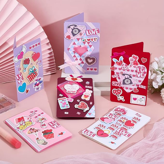 WEBEEDY 15 Sets Valentines's Day Card Making Kits Complete DIY Greeting Card Sets with Blank Cards, Stickers, Envelopes for Beginners Birthday Christmas Valentines's Day Invitation Paper Craft Gift