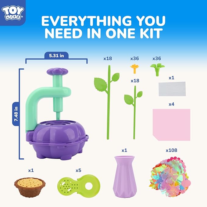 TOY Life DIY Flower Bouquet Making Kit for Girls - Creative Fabric Flower Craft Kit for Kids Ages 4-8, Educational Birthday Valentine's Day Gift for 5, 6, 7, 8 Year Old Girls, Arts and Crafts Toys