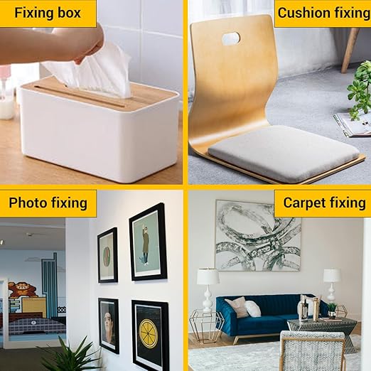 Double Sided Fabric Tape Heavy Duty Mounting Tape 1"/2“ x 50FT Resistente Clear Super Stick Tape with Fiberglass Mesh High Tack Strong Adhesive for Clothes Carpet Arts