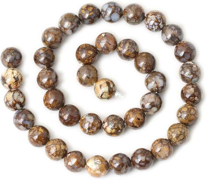 35PCS 10mm Natural Fire Lace Opal Round Loose Beads for Jewelry Making DIY Bracelet Necklace Materials 1 Strand 15"
