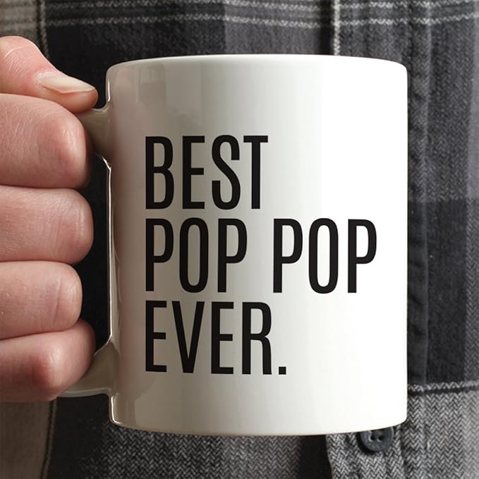 Andaz Press 11oz. Coffee Mug Birthday Gift, Best Pop Pop Ever, 1-Pack, Christmas Grandpa Present Ideas Gifts for Him