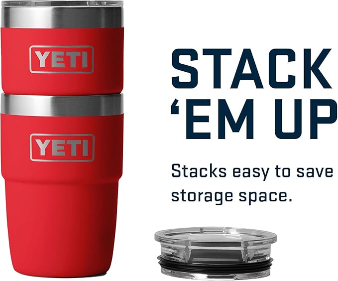 YETI Rambler 8 oz Insulated Coffee Mug with Lid - Stackable Double-Wall Vacuum Insulated Coffee Cup - DuraSip Ceramic Lining - Barista-Friendly Design - Stainless Steel - Dishwasher Safe