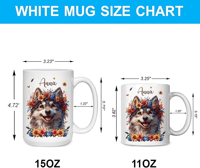 Hyturtle Personalized Cute Wolf Coffee Mug - Gift For Wolf Lover - Just A Girl Who Loves Wolves - Wolf Gift For Women - Animal Lover Gift - Birthday - Custom Name Coffee Cup Ceramic Mug 11oz - 15oz