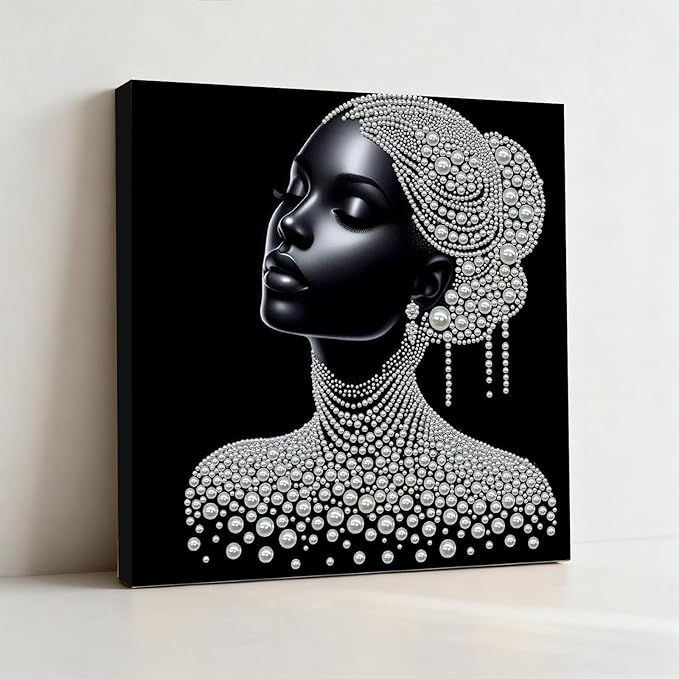 DIY Pearl Painting Kit with Wooden Frame, 3D Plastic Pearl Gemstone Ocean Art Craft for Adults Beginners, Diamond Art Kits for Adults, Home Wall Decor Ready Gift for Women(Woman)(30 * 30cm)