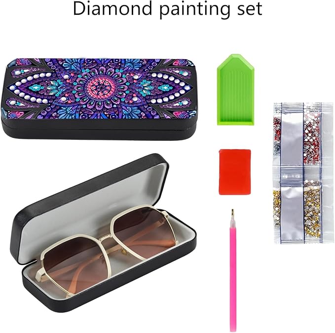 Leatrice Mandala Diamond Art Kits for Adults Small Diamond Painting Kit Gem Art Paint by Diamonds Dot Eyeglasses Case Hard Shell 5d Diamond Art DIY for Beginner Women