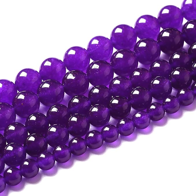 45pcs 8mm Natural Amethyst Jade Stone Round Loose Spacer Beads for DIY Jewelry Making Necklaces Bracelets Healing Energy Beads (8mm, Amethyst Jade)