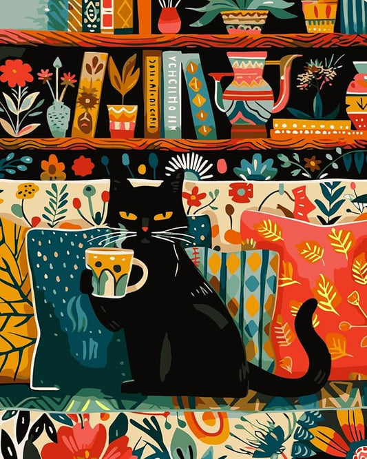 Black Cat Paint by Numbers Kit for Adults Beginner, Animals Oil Painting Kit Adult Paint by Number Kits on Canvas DIY Acrylic Watercolor Easy Paint by Numbers Canvas for Home Wall Decor 16X20inch
