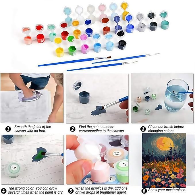 CSZPPQAF Flowers Paint by Numbers for Adults Beginner, Wildflowers Paint by Number Kits on Canvas, DIY Acrylic Oil Painting by Numbers for Home Wall Decor 12X16inch