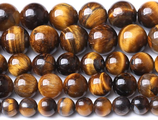 8mm 90pcs AAA Yellow Tiger Eye Gemstone Beads Natural Round Loose Crystal Energy Stone Healing Power for Jewelry Making 2 Strand 32"