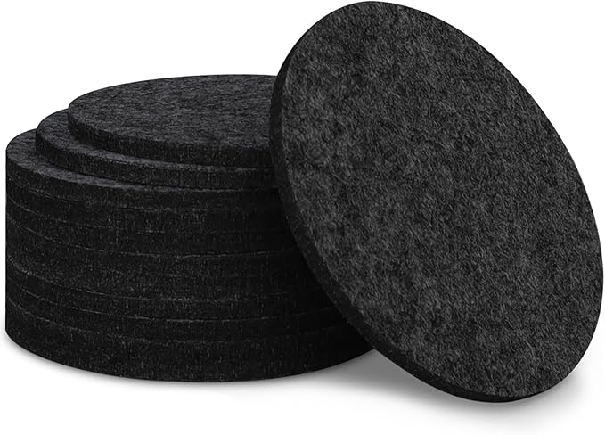 12 Pcs Felt Drink Coasters, 4 Inch Round Absorbent Felt Coasters for Drinks, Thickened Absorbent Coaster for Home Decor Coffee Tabletop Protection, Black