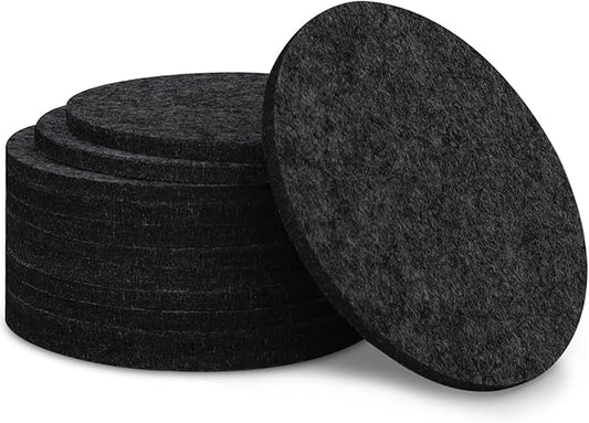 12 Pcs Felt Drink Coasters, 4 Inch Round Absorbent Felt Coasters for Drinks, Thickened Absorbent Coaster for Home Decor Coffee Tabletop Protection, Black