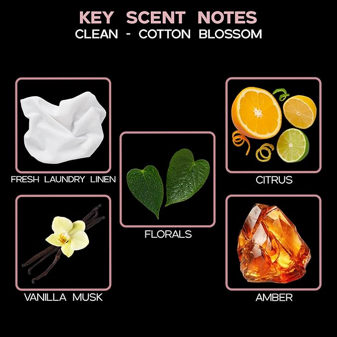 LOVSPA Clean Cotton Blossom Diffuser Oil - Luxury Essential Oils for Diffuser Refill & Air Freshener Room Spray - Long-Lasting & Natural Home Fragrance, Scented Oil for Diffusers, USA Made, 4oz
