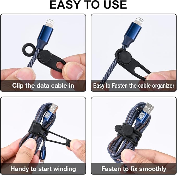 32Pcs Silicone Cable Ties, Data Cable Organizer Silicone Cable Straps Cord Ties Wrap Reusable Wire Organizers Elastic Cables Cord Management Organizers for Electronics, Home, Office, School, Travel