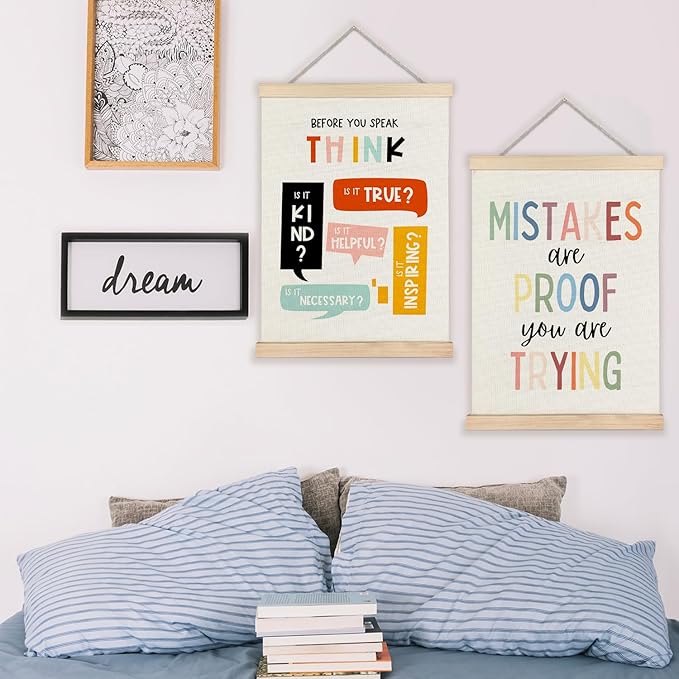 LUVADIAN Classroom Posters, Mistakes Are Proof Poster Hanger Frame, Boho Classroom Decor, Educational Wall Art for Kids Room Classroom Playroom, Teacher Office Decor, 12x16 Inches Set of 2