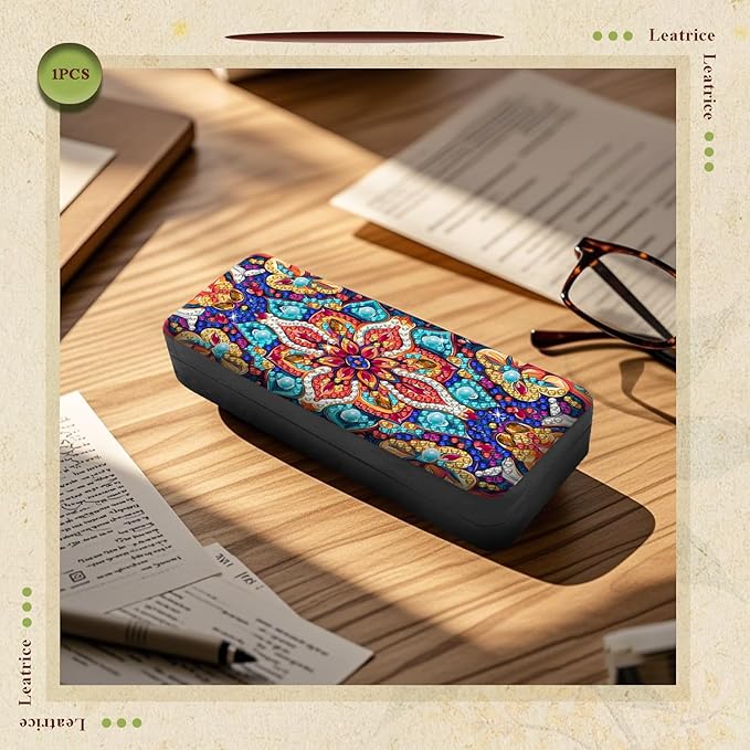 Leatrice Mandala Diamond Art Kits for Adults Small Diamond Painting Kit Eyeglasses Case Gem Art Paint by Diamonds Dot 5d Diamond Art DIY for Beginner Women