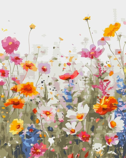 CSZPPQAF Wild Flowers Paint by Numbers for Adults Beginner, Flowers Paint by Number Kits on Canvas, DIY Oil Painting Watercolor Color by Numbers for Home Wall Decor 16X20inch
