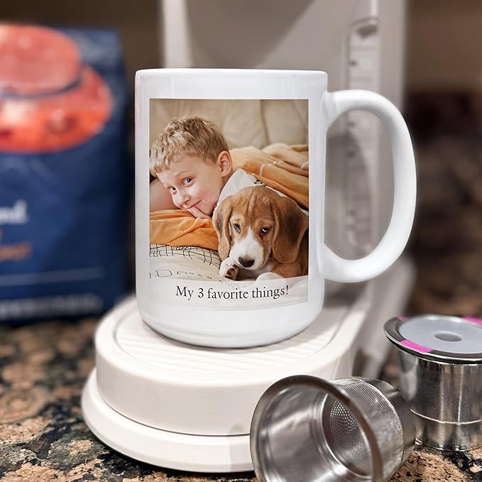 Let's Make Memories Personalized Photo Mug - Custom Coffee Mug - Your Photo & Text - For Any Occasion - Birthday - For Him - For Her - For Friend - Couples -11oz- Pink Handle