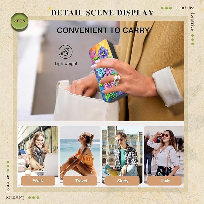 Leatrice 6pcs 5d Diamond Art Kits for Adults Small Diamond Painting Kit Gem Art Paint by Diamonds Eyeglass Case Hard Shell Dots DIY for Beginner Women