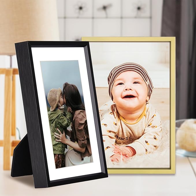 3.5x5 Picture Frame Set of 3, Brass Metal Photo Frames with HD Glass, Fits 2.5x3.5 with Mat or 3.5x5 without Mat, Wall Hanging and Table Display