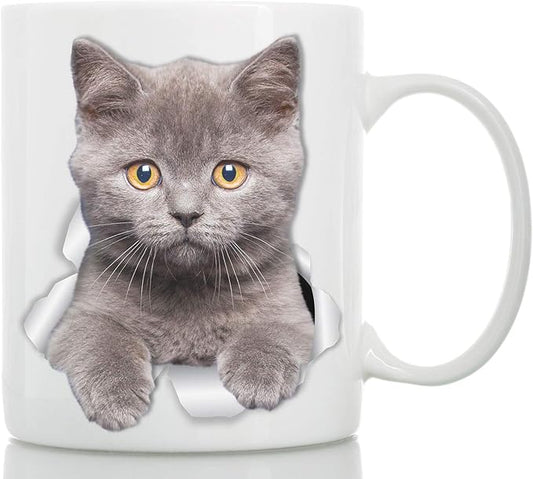Winston & Bear British Shorthair Cat Mug - Grey Kitten Ceramic Coffee Mug - Perfect British Shorthair Cat Gifts - Funny British Shorthair Kitty Cat Coffee Mug for Cat Lovers (15oz)