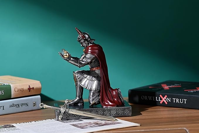 Centurion Cloak Warrior Knight Pen Holder Mobile Phone Stand Desk Organizers and Accessories as Gift for Office and Home (Iron)