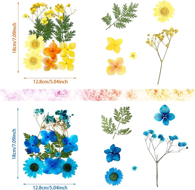 Nuanchu Dried Pressed Flowers for Crafts Resin Christmas Dried Flowers Bulk Real Natural Pressed Wildflowers with Tweezer for Resin Mold Scrapbooking Nail Soap Candle Cake Card Making DIY Supplies