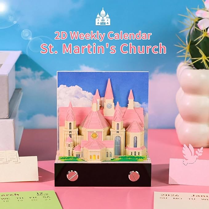 3D Art Calendar 2026,3D Memo Pad Creative Time Piece Calendar,Creative Non Stick Sticky Note,3D Memo Pad Art Notepad,Exquisite Paper Sculpture Gifts,Desktop Decoration Crafts