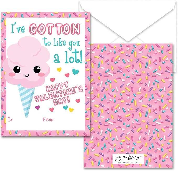 Paper Frenzy Sweet Treats Themed Valentines - 25 pack WITH ENVELOPES