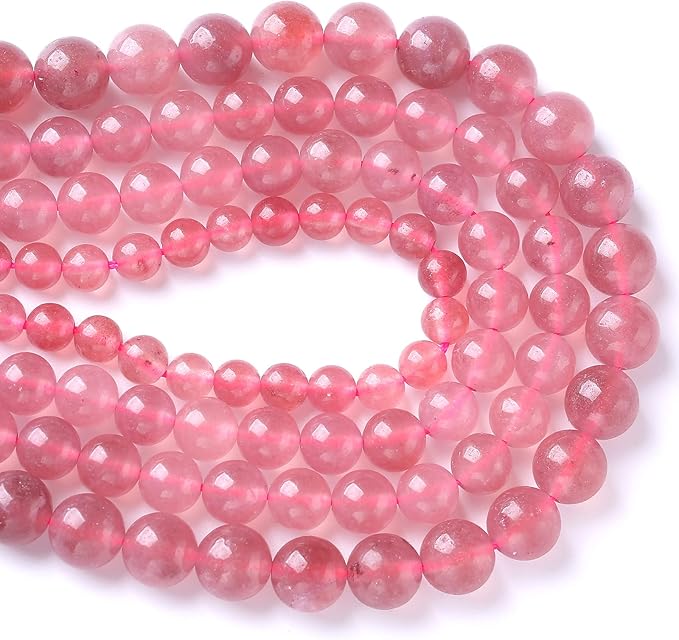 8MM 46PCS Natural Strawberry Quartz Crystal Jade Spacer Loose Beads for Jewelry Making DIY Bracelet Necklace