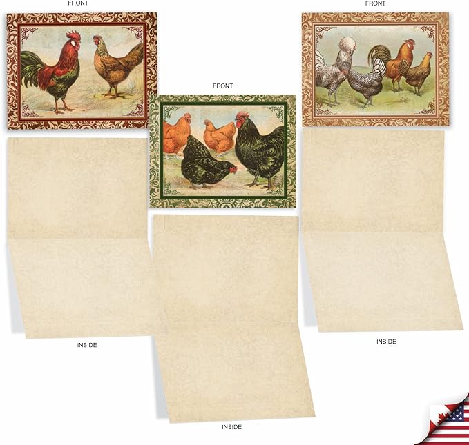 The Best Card Company - 10 Bird Note Cards Blank (4 x 5.12 Inch) - All Occasion Cards with Envelopes, Boxed Set - Card-A-Doodle-Do M2351OCB