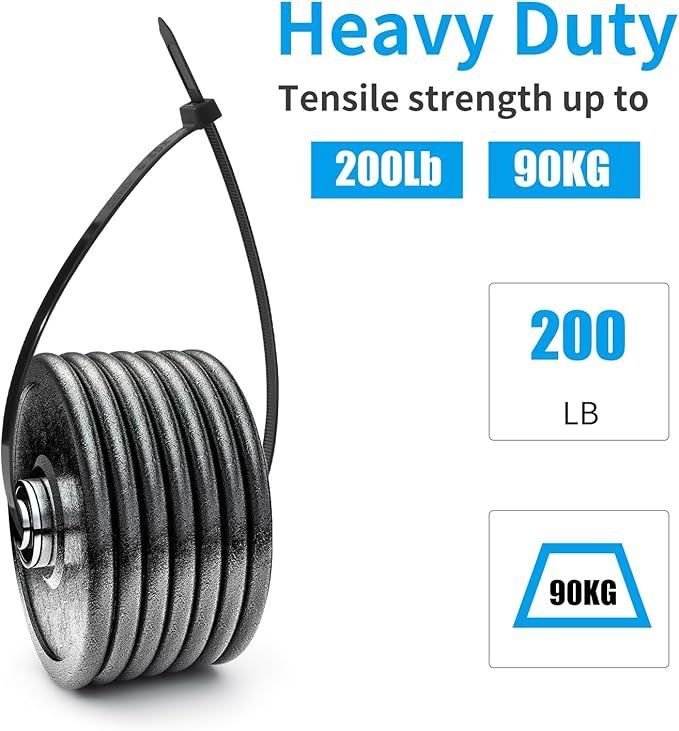XINGO 26 inch Black Zip Ties Heavy Duty 100 Pack, 200 LBS Ultra Strong Plastic Wire Ties, Large Cable Ties Extra Long Tie Wraps, Indoor and Outdoor UV Resistant
