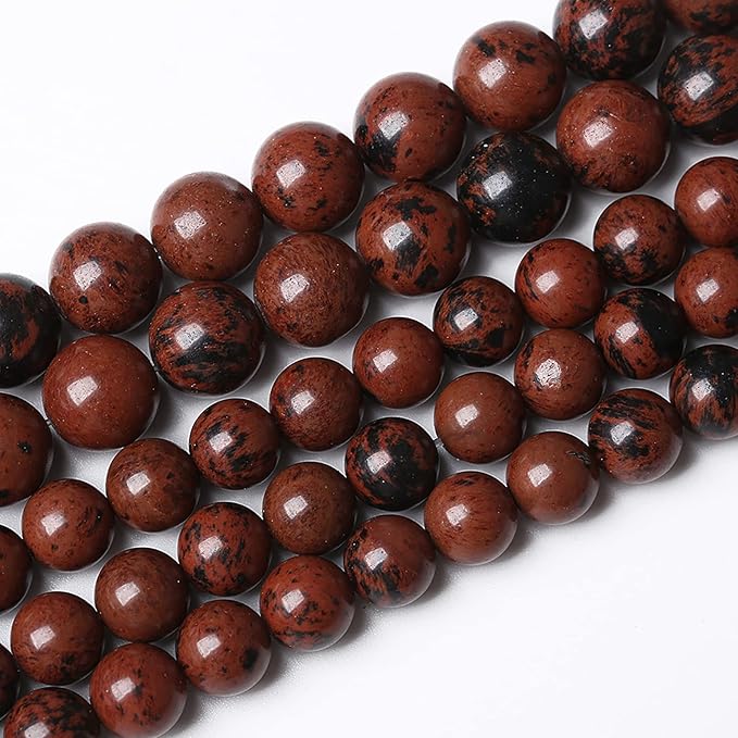 32PCS 12mm Natural Stone Mahogany Obsidian Beads for Jewelry Making Round Loose Spacer Beads DIY Bracelet Necklace (12mm, Mahogany Obsidian Beads)