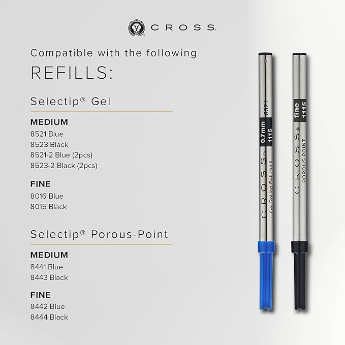 Cross Townsend Refillable Rollerball Pen Presented in a Luxury Gift Box - Medium Point, Black Ink, Black & Gold