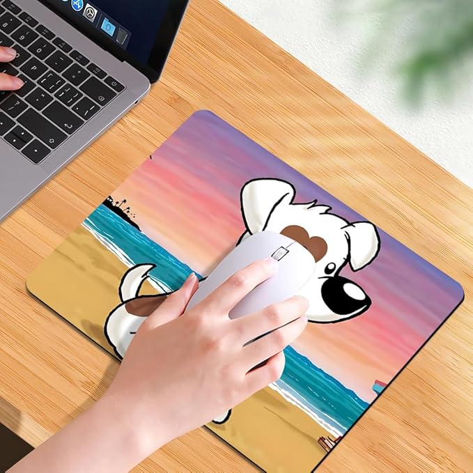 White Dog Texture Mouse pad, Square Waterproof and Anti Slip Mouse pad for Office laptops