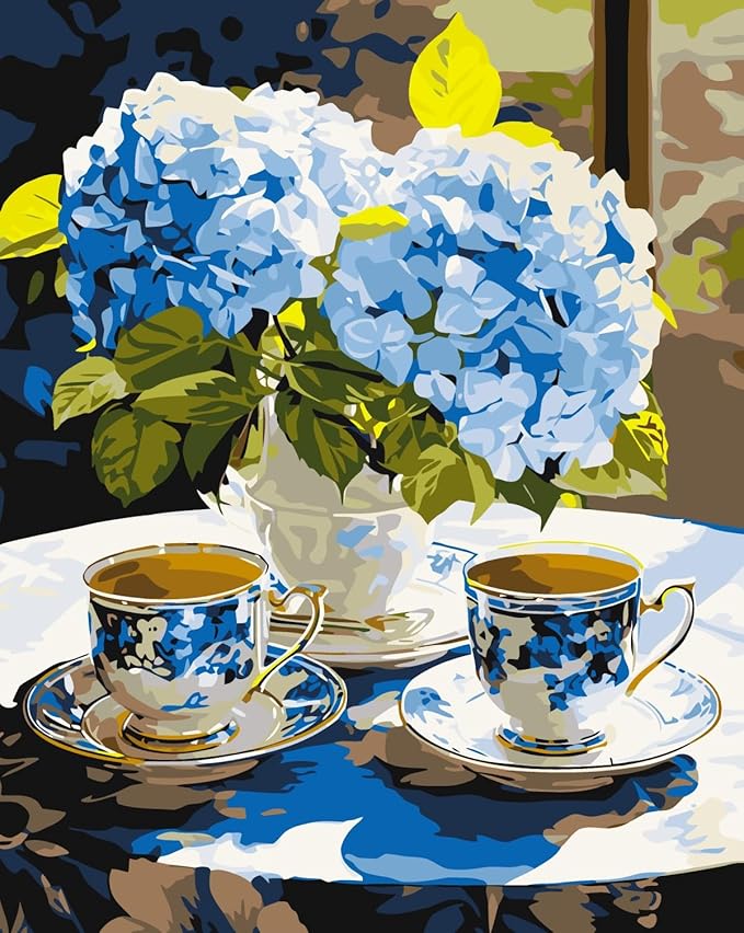 CSZPPQAF Paint by Numbers Kit for Adults Beginner, Flower Hydrangea Paint by Number Kits on Canvas, DIY Easy Acrylic Watercolor Oil Painting by Numbers for Home Wall Decor 16X20inch