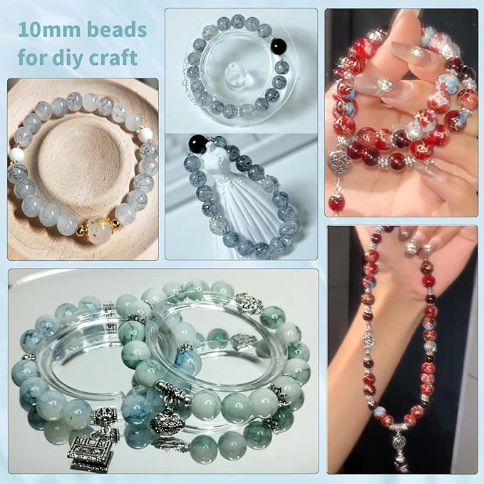 Pamir Tong 300PCS 10mm Brown Glass Beads for Jewelry Making Round Smooth Bracelet Space Loose Beads for Earring, Necklaces, DIY Crafts-Adult Craft Supplies