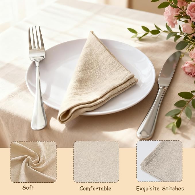 Urby Eco Hanky 10x10in Reusable Linen/Cotton Napkins. Small Cloth Napkins. Eco Friendly. Ideal Use As Kids Napkins for Lunch. Dinners. Occasions Like Weddings,Birthday,Cocktail Parties. (LGN,6pk)