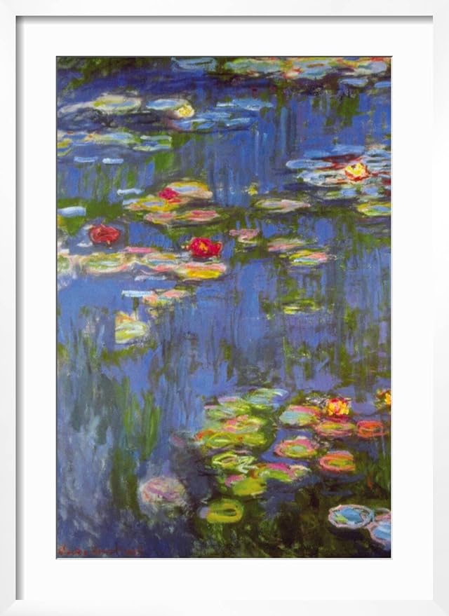 ART.COM Wall Art Print Water Lilies No. 3 on White Frame by Claude Monet, 21" x 29"