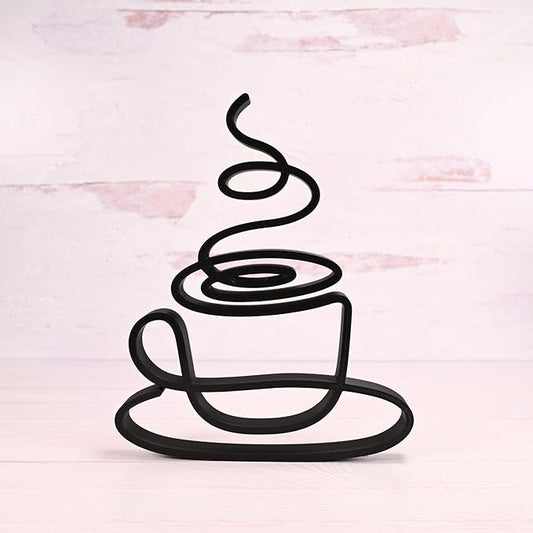 Nexus Box Coffee Sculpture – Minimalist Decorative Accent for Caffein Lovers & Modern Home Decor | Collectible Design (Abstract Coffee Cup Matte Black)
